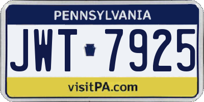 PA license plate JWT7925