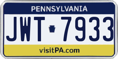 PA license plate JWT7933