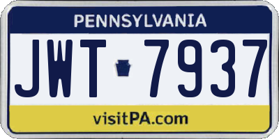 PA license plate JWT7937