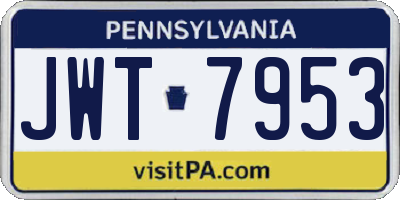 PA license plate JWT7953