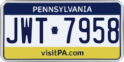 PA license plate JWT7958