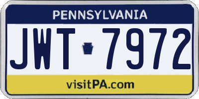 PA license plate JWT7972