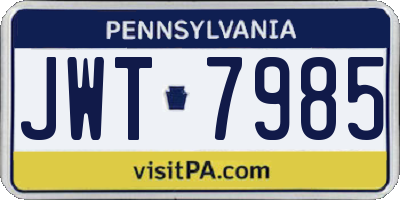 PA license plate JWT7985