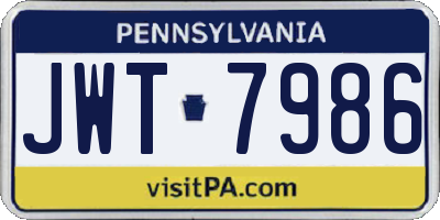 PA license plate JWT7986