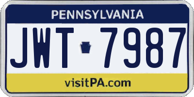 PA license plate JWT7987