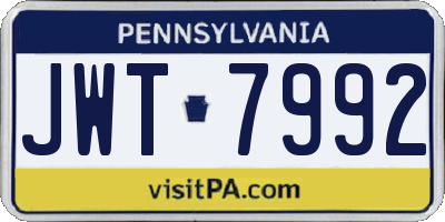 PA license plate JWT7992