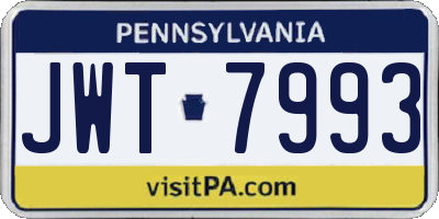 PA license plate JWT7993