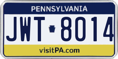 PA license plate JWT8014