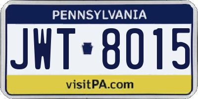 PA license plate JWT8015