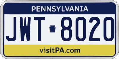 PA license plate JWT8020