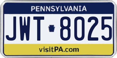 PA license plate JWT8025