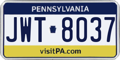 PA license plate JWT8037