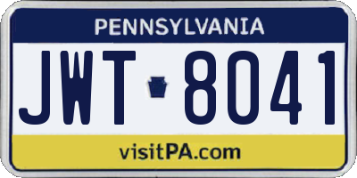 PA license plate JWT8041