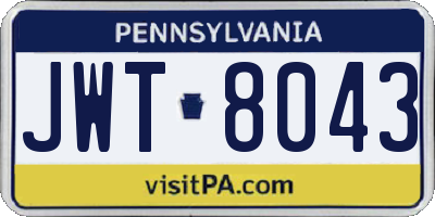 PA license plate JWT8043