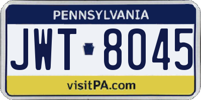 PA license plate JWT8045