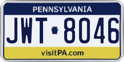 PA license plate JWT8046