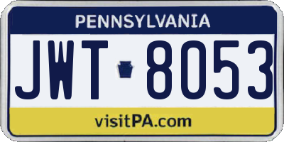 PA license plate JWT8053