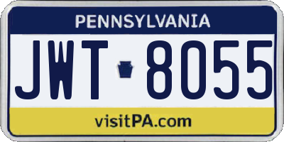 PA license plate JWT8055