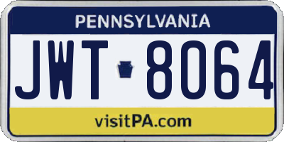 PA license plate JWT8064