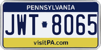 PA license plate JWT8065