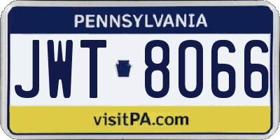 PA license plate JWT8066
