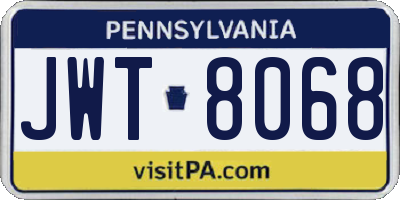 PA license plate JWT8068