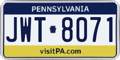 PA license plate JWT8071