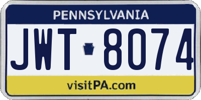 PA license plate JWT8074