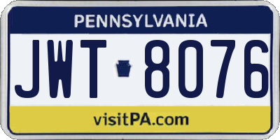 PA license plate JWT8076
