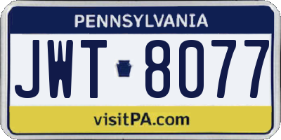 PA license plate JWT8077