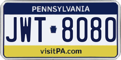 PA license plate JWT8080