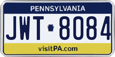 PA license plate JWT8084