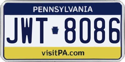 PA license plate JWT8086
