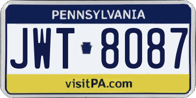 PA license plate JWT8087