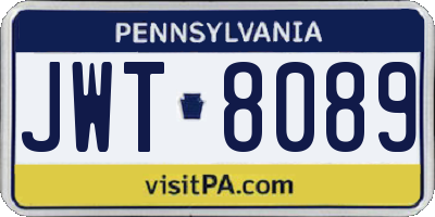 PA license plate JWT8089