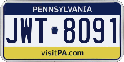 PA license plate JWT8091