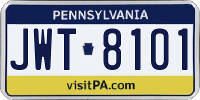 PA license plate JWT8101