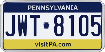 PA license plate JWT8105