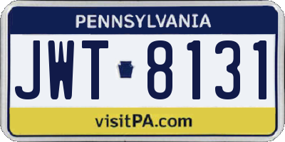 PA license plate JWT8131