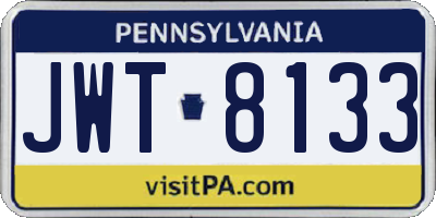 PA license plate JWT8133