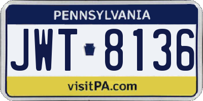 PA license plate JWT8136