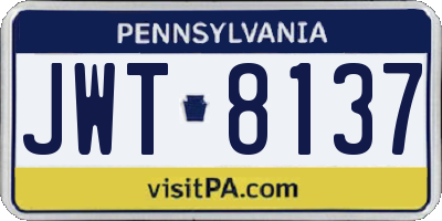 PA license plate JWT8137