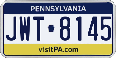 PA license plate JWT8145
