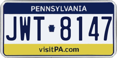 PA license plate JWT8147