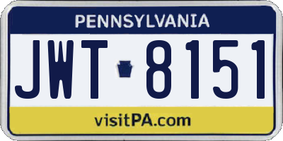 PA license plate JWT8151
