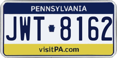 PA license plate JWT8162