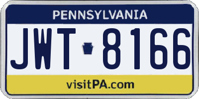PA license plate JWT8166