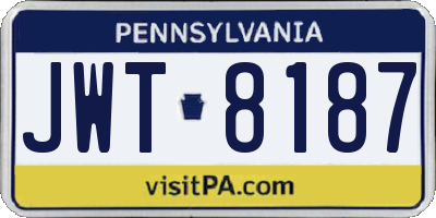 PA license plate JWT8187
