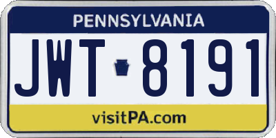PA license plate JWT8191