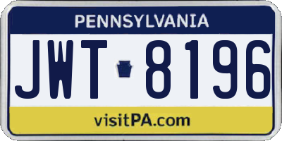 PA license plate JWT8196